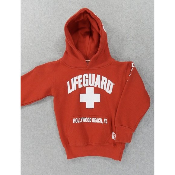 Hollywood Beach Florida LIFEGUARD Hoodie Sweatshirt (Kids X-Small)‎ Red - Picture 1 of 3